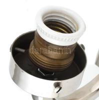 Art deco falikar, nikkelezett fém, szögletes üvegbúrával, a búrán kis repedés és csorba, 20x15x8,5 c...