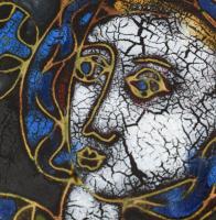 Olvashatatlan jelzéssel: Madonna. Tűzzománc, rézlemez. 13x13 cm