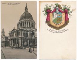 9 db RÉGI külföldi város képeslap: London és Bécs / 9 pre-1945 European town-view postcards: London ...