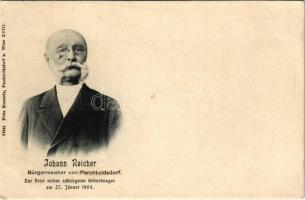 Perchtoldsdorf, Johann Reicher, Bürgermeister von Perchtoldsdorf. Zur Feier seines achtzigsten Geburtstages am 27. Jänner 1904. / Memorial postcard to celebrate the 80th birthday of Johann Reicher, Mayor of Perchtoldsdorf. Verlag Fritz Kuranda (EB)