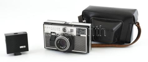 Pentacon Electra Automatik fényképezőgép, Domiplan 2,8/45 objektívvel, vakuval (égő nélkül), eredeti tokjában