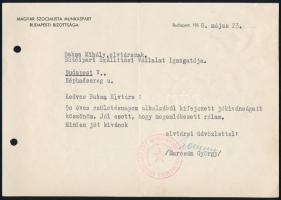 1958 Marosán György kommunista politikus által aláírt levél
