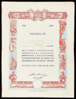 1955 Postás részére szóló szocreál oklevél 26x33 cm