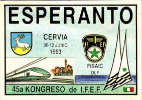 Esperanto. 45a Kongreso de I.F.E.F. Cervia 06-12 Junio 1993 / Esperanto Congress advertisement (EK)