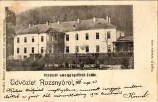1900 Rozsnyó, Roznava; Vasas gyógyfürdő szálloda. Pauchly Nándor kiadása. Vogel D. felvétele / spa, bath, hotel (EK)