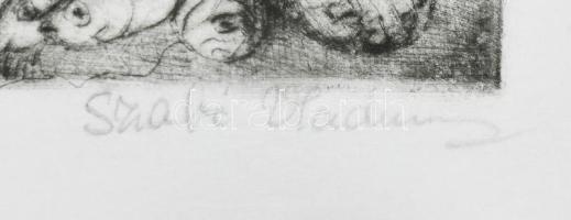 Szabó Vladimír (1905-1991): Piac. rézkarc, papír, jelzett, üvegezett fakeretben, 30x40 cm