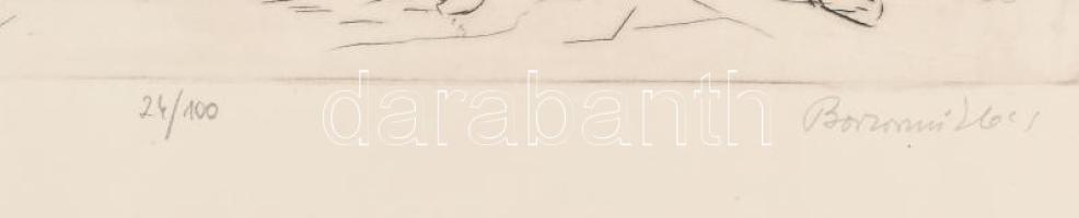 Borsos Miklós (1906-1990): Firenzei naplemente. Rézkarc, papír, jelzett, számozott (24/100), , 19,5×...