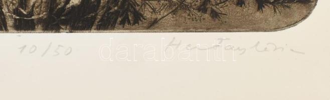 Hertay Mária (1932-2018): Csokor - Mákvirág. Rézkarc, papír, jelzett. Sorszámozott 10/50 Kartonra ka...