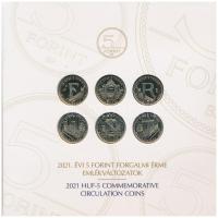 2021. 5Ft Cu-Ni-Zn "75 éves a Forint" (6xklf) + 5Ft-200Ft (6xklf) forgalmi sor "75 év...