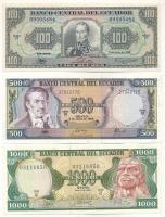 Ecuador 1988. 100S + 500S + 1000S T:I Ecuador 1988. 100 Sucres + 500 Sucres + 1000 Sucres C:UNC