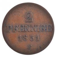 Német Államok / Szászország 1851F 2pf Cu T:2- patina German States / Saxony-Albertine 1851F 2 Pfennige Cu C:VF patina Krause KM#1157