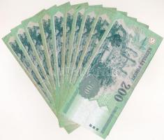 2002-2007. 200Ft (10x) T:III közte szép papír, szakadás, folt