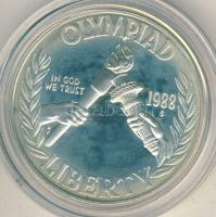 USA 1988. 1$ Ag "Olimpia-Liberty" T:PP Díszdobozban, tanúsítvánnyal!