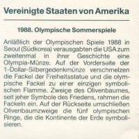 USA 1988. 1$ Ag "Olimpia-Liberty" T:PP Díszdobozban, tanúsítvánnyal!