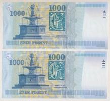 1999. 1000Ft (2x) sorszámkövetők "DC 3687692 - DC 3687693" T:I- 
Adamo F55A2