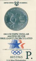 USA 1983P 1$ Ag "Olimpia-diszkoszvetés" T:BU Díszkiadásban!