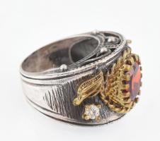 Ezüst (Ag) köves gyűrű, jelzett, m:56. bruttó: 14,18g