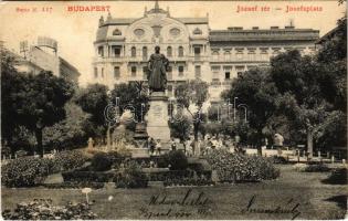 1904 Budapest V. József tér (ma József nádor tér) és szobor, Hanzély-ház, üzlet (EK)