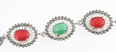 Ezüst (Ag) köves karkötő, jelzett, bruttó: 10,93g, h: 17,5cm