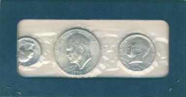 USA 1976. 1/4$, 1/2$, 1$ Ag "Bicentennial" alkalmából kiadott szett T:BU Tanúsítvánnyal!