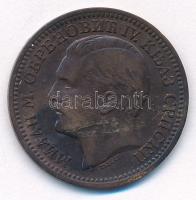 Szerbia 1879. 5p bronz "I. Milán herceg" T:2,2- ü. Serbia 1879. 5 Para bronze "Milan I, as Prince" C:XF,VF ding Krause KM#7
