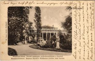 1902 Budapest VI. Munkácsy utca, Stróbl Alajos tanárnak szobrászműterme a kerttel (Epreskert). Ganz Antal 60. (fa)