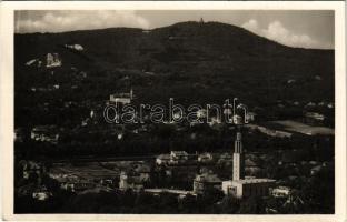 1941 Budapest II. Pasarét, kilátás Hűvösvölgy és környékére és Jánoshegyre, Ferences Szent Antal templom (EK)