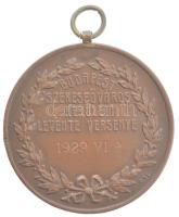 Gál Dezső (1870-?) 1930. Budapest Székesfőváros I. kerületi levente versenye - 1929. VI. 9. kétoldalas bronz díjérem füllel (41mm) T:2