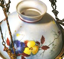 Steidl Znaim fajansz láncos petróleum lámpa, csillár, bronz szerelékkel. Kézzel festett, hibátlan lá...