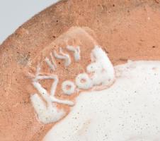 Kiss Roóz Ilona (1920-2010): Dupla váza. Színes mázakkal festett kerámia, kis sérüléssel, jelzett, m...