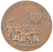 1988. X. Vöröskeresztes, Egészségügyi, Környezetvédelmi Nemzetközi Amatőrfilm Fesztivál / Nagykőrös 1988. május 20-22 kétoldalas öntött bronz emlékérem (99mm) szign.:BB T:1-patina