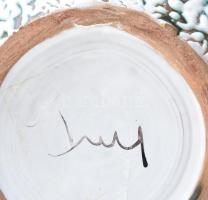 Bán Károly: Retró kerámia váza, jelzett, hibátlan, m: 17,5 cm, d: 17 cm