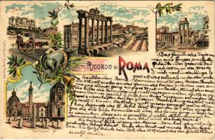 1900 Roma, Rome; Palatino, Foro Romano, Foro Trojano. Carlo Künzli Art Nouveau, floral, litho (tear)