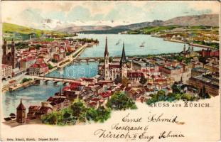 1899 (Vorläufer) Zürich, Zurich; general view. Gebr. Künzli litho (EK)