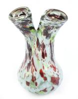 Huta üveg váza, hibátlan, m: 19 cm