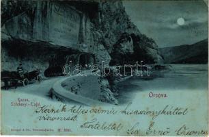 1899 (Vorläufer) Orsova, Kazán-szoros, Széchenyi emléktábla, lovaskocsi / Kasanpartie, Széchenyi-Tafel / Cazane / gorge, monument, horse-drawn carriage (EK)