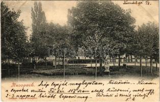 1901 Poprád (Magas-Tátra, Vysoké Tatry); Huszpark kávéház. Schmidt Edgar / café, park (ázott / wet damage)
