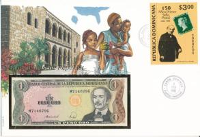 Dominikai Köztársaság 1988. 1P felbélyegzett borítékban, bélyegzéssel T:I  Dominican Republic 1988. 1 Peso in envelope with stamp and cancellation C:UNC