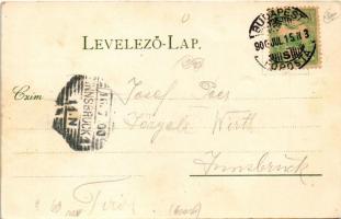 1900 Budapest, Lánchíd. F. Schmuck Art Nouveau, golden litho (EK)