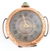 Arany (Au/14k) tokos és szíjas mechanikus karóra, jelzett, sérült, nem jár, bruttó: : 14,5g