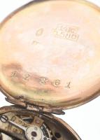 Arany (Au/14k) tokos és szíjas mechanikus karóra, jelzett, sérült, nem jár, bruttó: : 14,5g