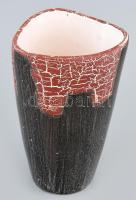 Kerezsi Gyöngyi: retro kerámia váza. Mázas kerámia, hajszálrepedéssel, jelzéssel, kopással, m: 25 cm
