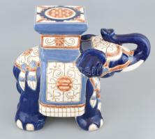 Kapuőr elefánt. Mázas kerámia, jelzés nélkül, hibátlan 30 cm