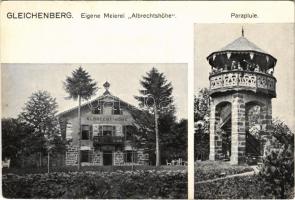 Bad Gleichenberg (Steiermark), Eigene Meierei Albrechtshöhe, Parapluie / dairy, lookout tower (EK)