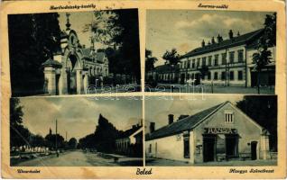 1939 Beled, Barthodeiszky kastély, Szarvas szálloda, utca részlet, Hangya szövetkezet üzlete (EB)