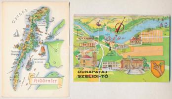 13 db MODERN térképes motívum képeslap / 13 modern map motive postcards