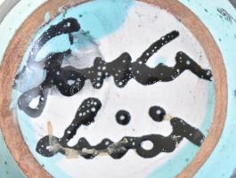 Gorka Lívia (1925-2011): Türkizes váza. Mázas kerámia, kézzel festett, jelzett. Minimális kopásokkal...