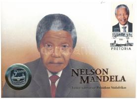 Dél-Afrika 1994. 5R "Elnöki beiktatás" érme bélyeges "Nelson Mandela" borítékban, bélyegzéssel T:PP South Africa 1994. 5 Rand "Presidential Inauguration" coin in "Nelson Mandela" envelope with stamp and cancellation C:PP