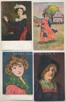 17 db RÉGI motívum képeslap hölgyekkel, vegyes minőség / 17 pre-1945 motive postcards in mixed quality: ladies