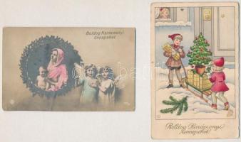 11 db RÉGI karácsonyi üdvözlő képeslap vegyes minőségben, lithok is / 11 pre-1945 Christmas greeting postcards in mixed quality, some lithos